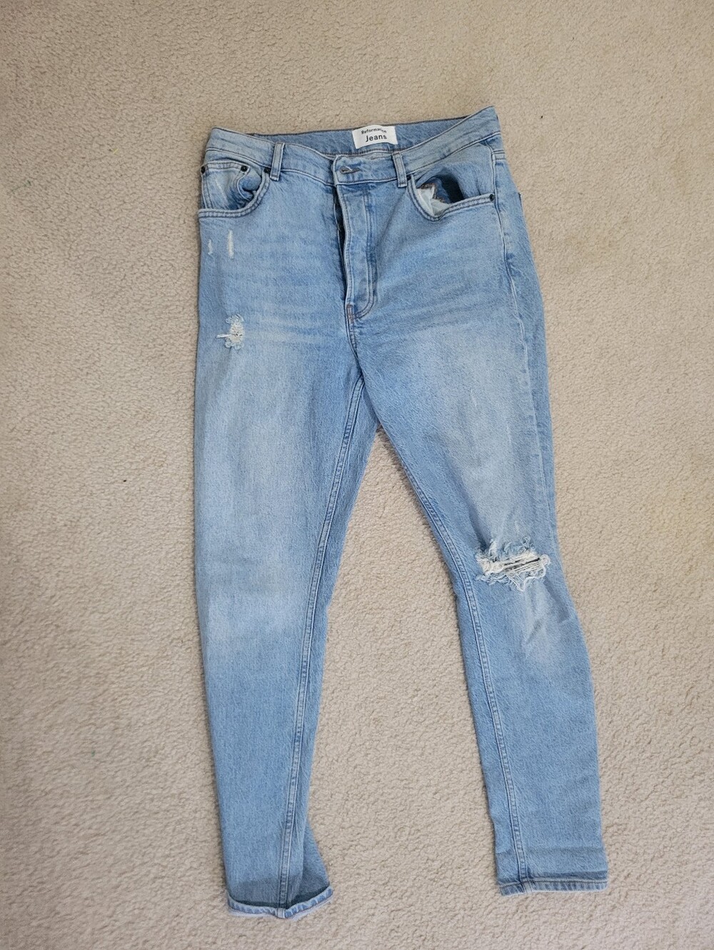Reformation Serena High Skinny Jeans Size 29 Distressed Light Wash Blue Denim 8